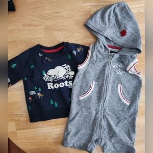 Roots Summer Romper + Sweatshirt 12-18M
